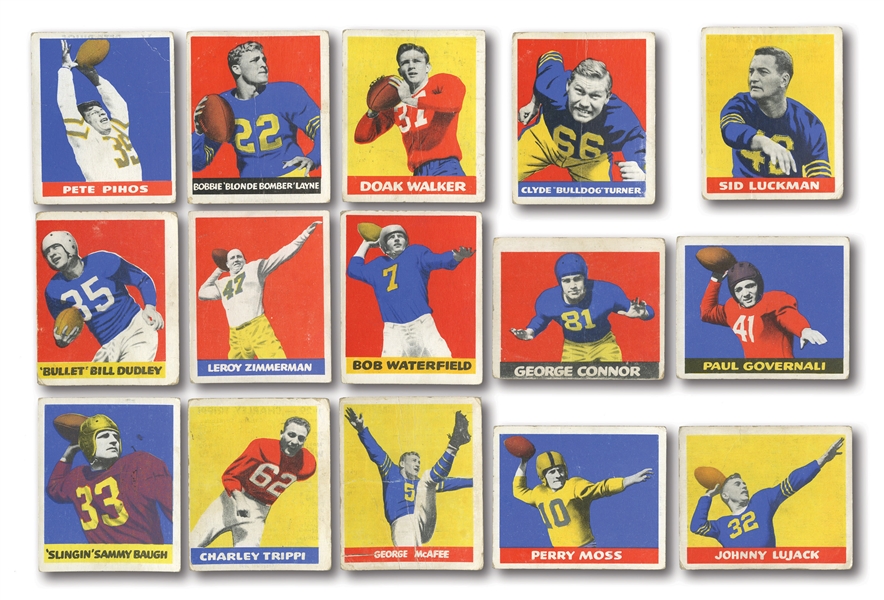 1948 LEAF FOOTBALL PARTIAL SET (43/98) WITH BAUGH & LUCKMAN ROOKIES